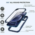 thumbnail image 2 of Compatible with iPhone 12 Case Full Body Clear Design with Built-in Screen Protector Shockproof Anti-Scratch Rugged Phone Case 360 Protective Cover for iPhone 12 6.1 inch, Blue, 2 of 16