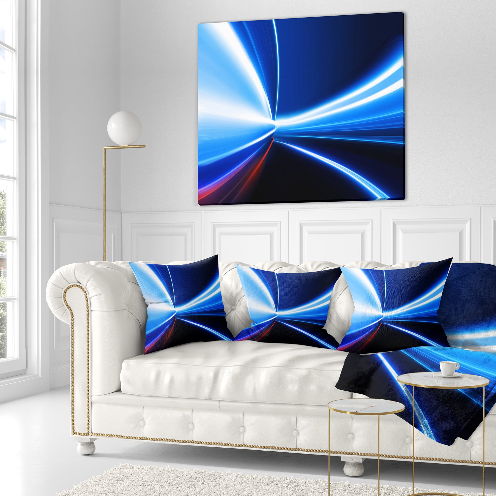 Designart Speed on Night Road - Abstract Throw Pillow - 18x18