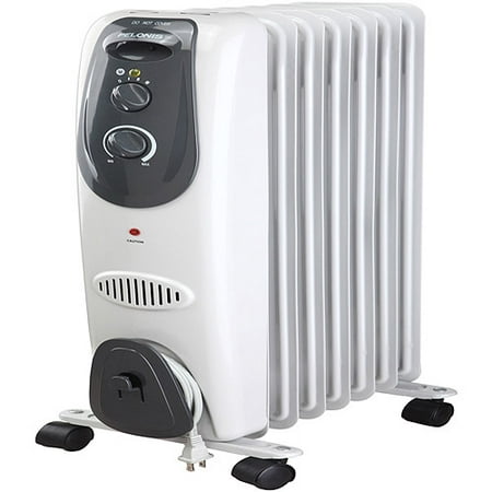 Pelonis 7-Fin Electric Radiator Space Heater, 600/1500W, Indoor, Gray, HO-0250H