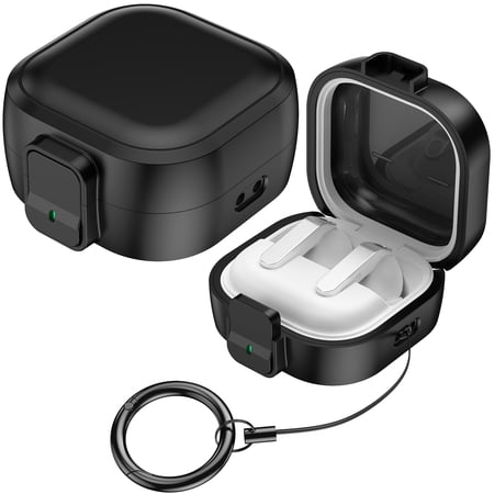 Decase Protective Case for Samsung Galaxy Buds 4/4 Pro 2026,Hard PC Shockproof Cover with Lock, Wireless Charging Compatible, Portable Earbuds Case with Carabiner Clip,Black