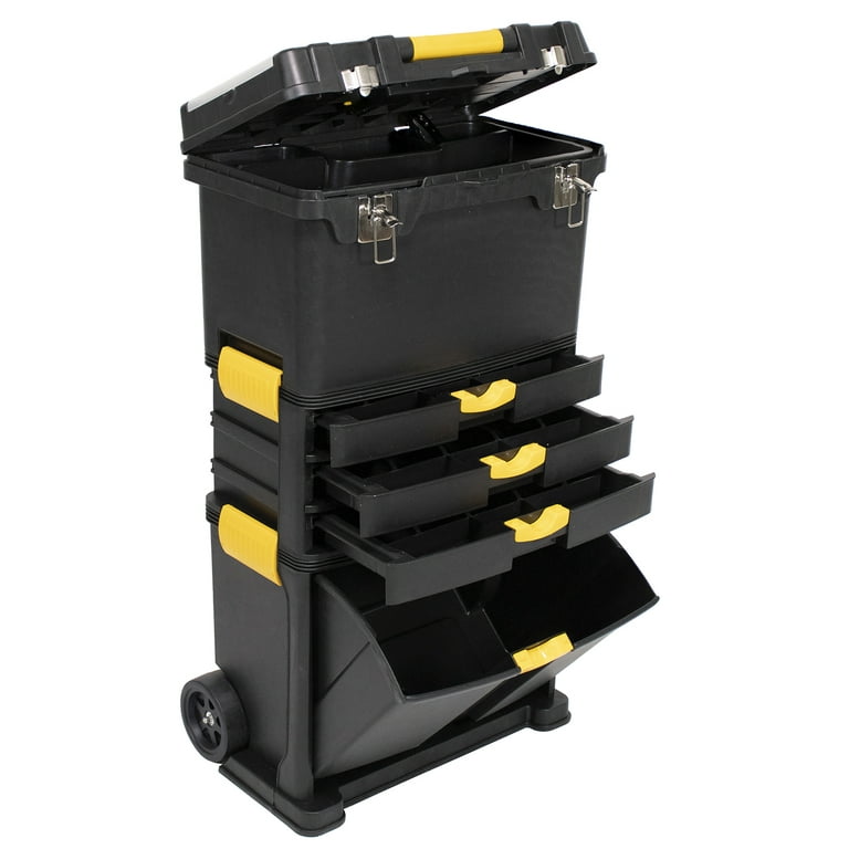Erie Tools® Portable Toolbox with Foldable Handle & (3) Detachable  Compartments
