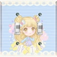 thumbnail image 1 of Metal Light Switch Wall Plate Outlet Cover (Pop Star Blue Anime Stripe Flower Border Pattern - Double Toggle), 1 of 2