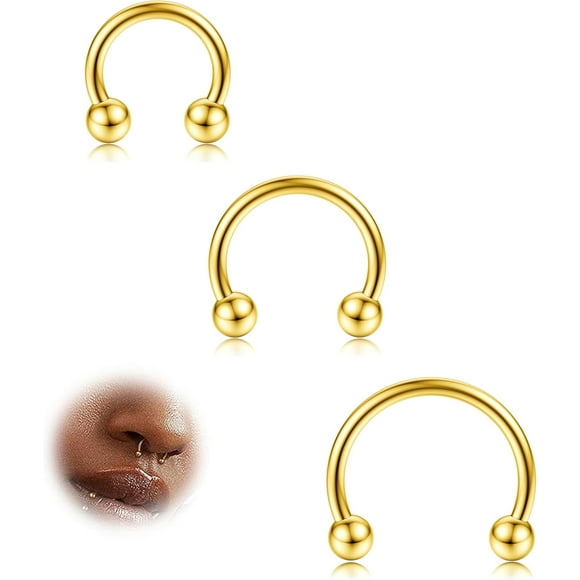 shiyou-Titanium 16G Septum Rings for Women Men Titanium Surgical Steel Horseshoe Nose Piercing Septum Hoop Earring Eyebrow Tragus Lip Rings Daith Helix Piercing Jewellery 8-12mm