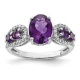 thumbnail image 3 of 925 Sterling Silver Rhodium-plated Amethyst and Oval Diamond Ring Size 7, 3 of 6