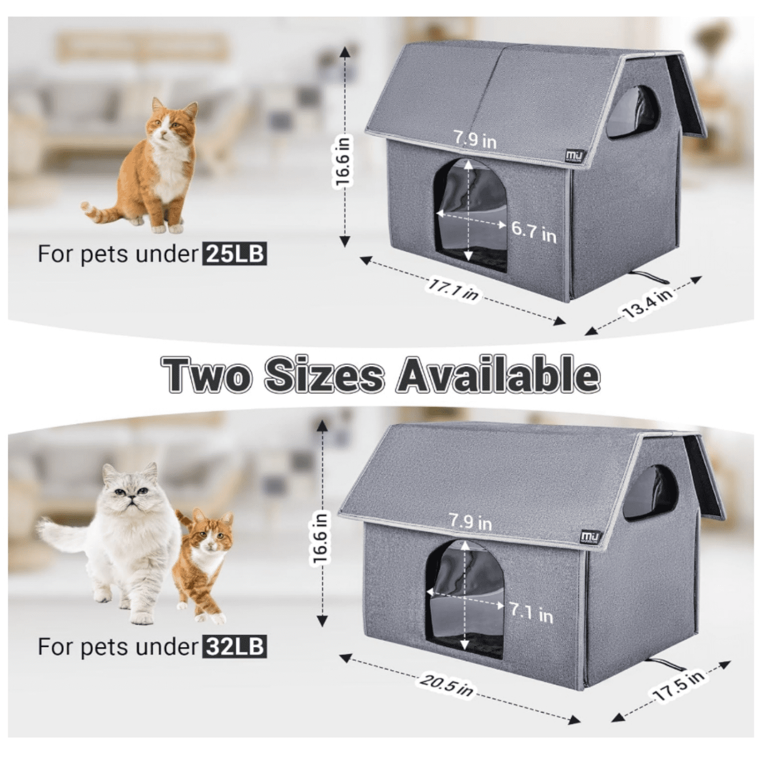 Outdoor Cat House, Extra Large Weatherproof Cat Houses for Outdoor/Indoor Cats, Warm Feral Cat Shelter with Removable Soft Mat, Big Cat Bed,