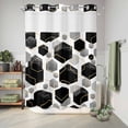 thumbnail image 6 of No Hook Shower Curtain, Black Grey Shower Curtains for Bathroom with See Through Top Window, Geometric Gold White Hexagon Modern Waterproof & Washable Bath Curtain Extra Long 72"x84", 6 of 9