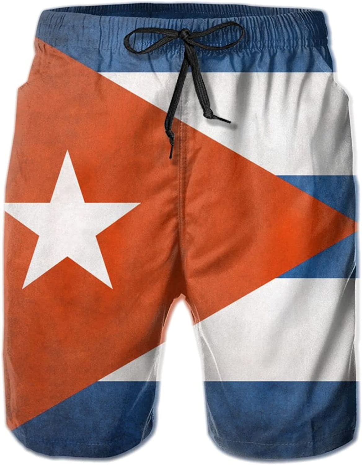 Men's Beach Shorts Ugly Cuban Cuba Flag 3D Printed Swim Trunks Quick
