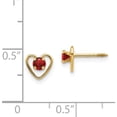 thumbnail image 5 of 14K Yellow Gold Madi K 3mm Garnet Birthstone Heart Earrings (6 X 6) Made In United States gk100, 5 of 6