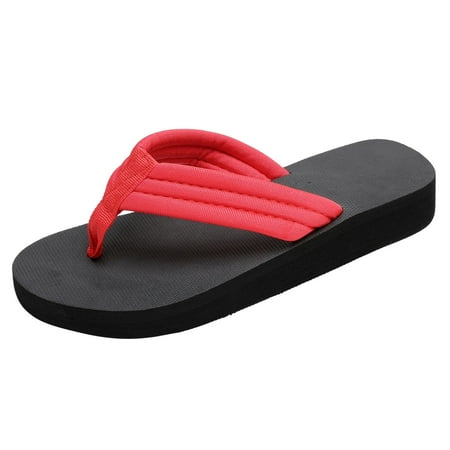 

Krdevn Women Shoes Flat Flip Flops Fashionable Soft Sole Outdoor Beach Flip Flops Red 9