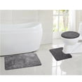 thumbnail image 3 of Set of 3 Non-Slip Bath Mat Bathroom Rugs, Polypropylene Fiber Bath Mat, U-shaped Toilet Floor Mat and Lid Cover, Gray, 3 of 6