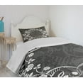 thumbnail image 4 of Ambesonne Antique Quilted Bedspread Set 2 Pcs, Royal Flora Crown, Twin Size, White and Charcoal Grey, 4 of 6