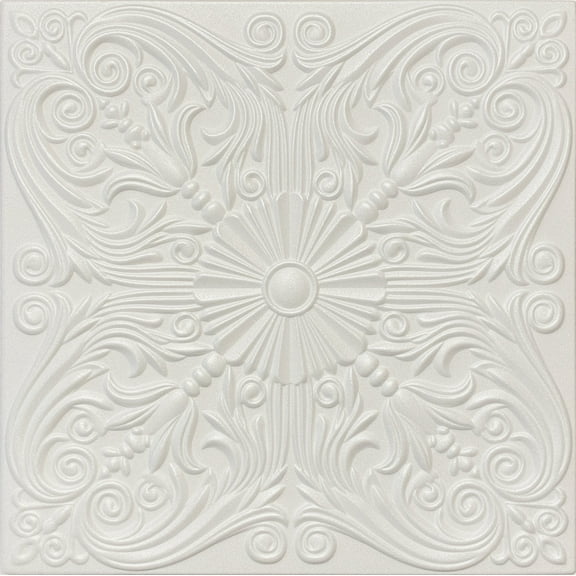 20x20 Styrofoam Ceiling Tiles Glue-Up Decorative Panels for Easy DIY Install, Home & Basement Renovation. R39 Victorian, Plain White, Lot/8