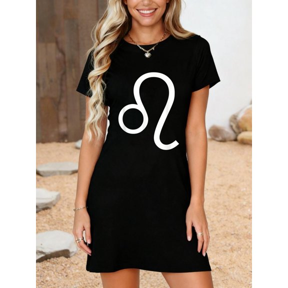 Leo Zodiac T-Shirt Dress Casual Summer Dress Everyday Outfit