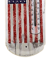 Thermometer Hanging Metal ~22 Gauge Metal Lithograph Print Measures 5" x 17" Indoors or Outdoors {God Bless America}