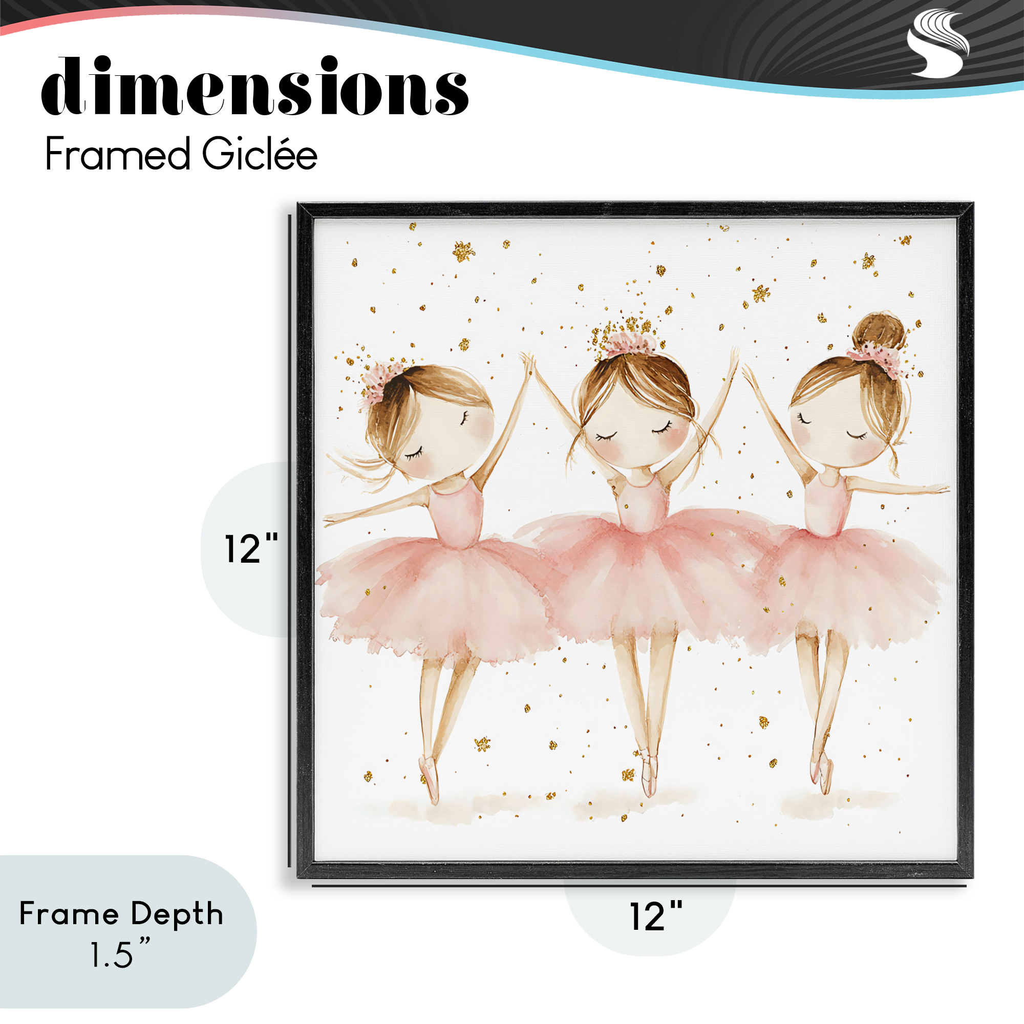 Stupell Industries Trio Of Ballerinas Black Framed Giclee Art, design by Creative Studio