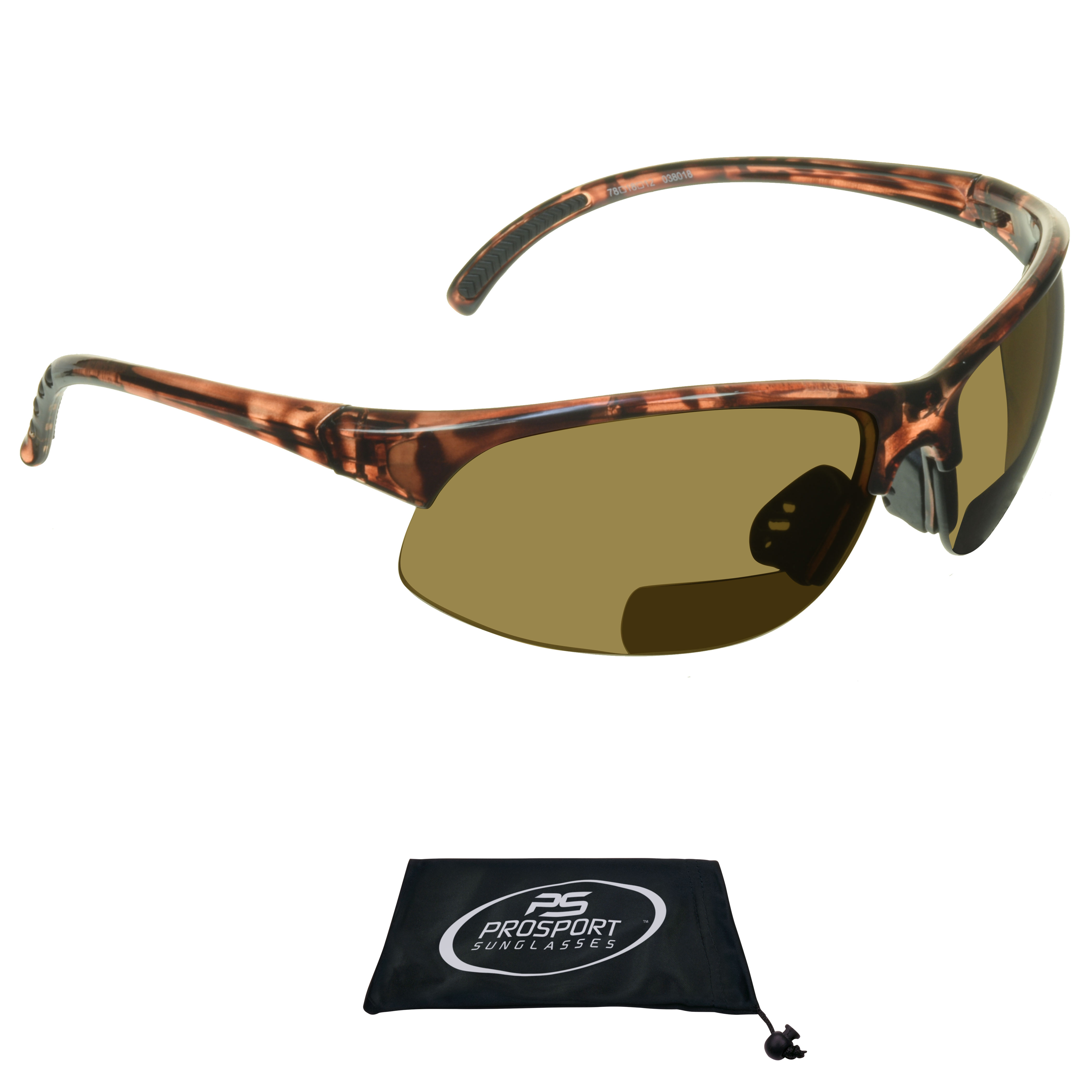 proSPORT Bifocal Reader Sunglasses 1.75 Dark Brown Lens Sport Wrap Polycarbonate Lens Golf Cycling Driving Running Tennis Motorcycle Men Women - image 1 of 5