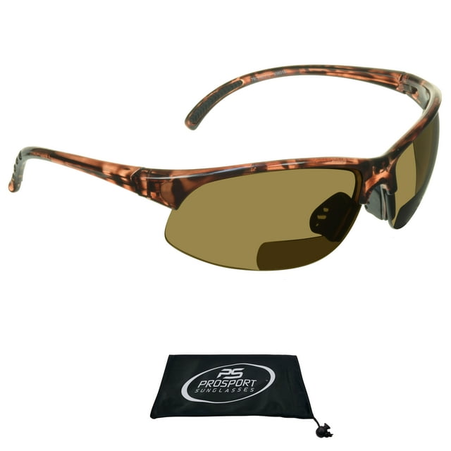 proSPORT Bifocal Reader Sunglasses 1.75 Dark Brown Lens Sport Wrap Polycarbonate Lens Golf Cycling Driving Running Tennis Motorcycle Men Women