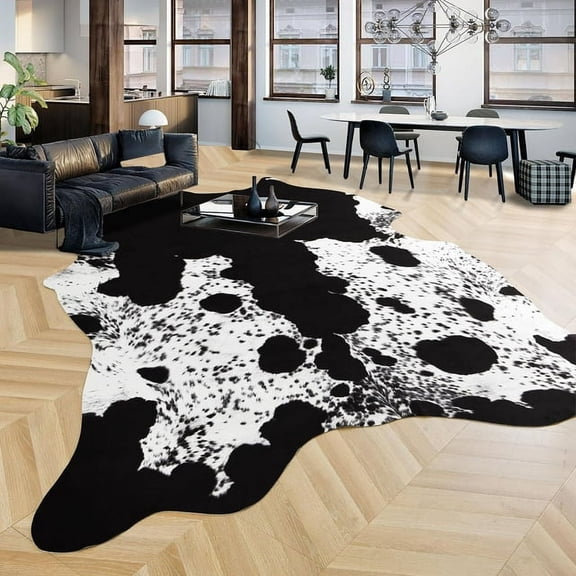TWINNIS Cowhide Rug Faux Leather Rug Animal Print Rug, Carpet For Bedroom, Home Office, Living Room, Home Decor Mat,2.3ft×3.6ft,LE1-19