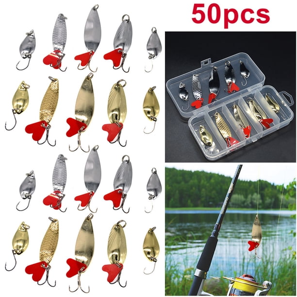 10 Unids/pack Señuelos Pesca Juego Cebo Cuchara Kit Señuelo Duro Metal Con Caja