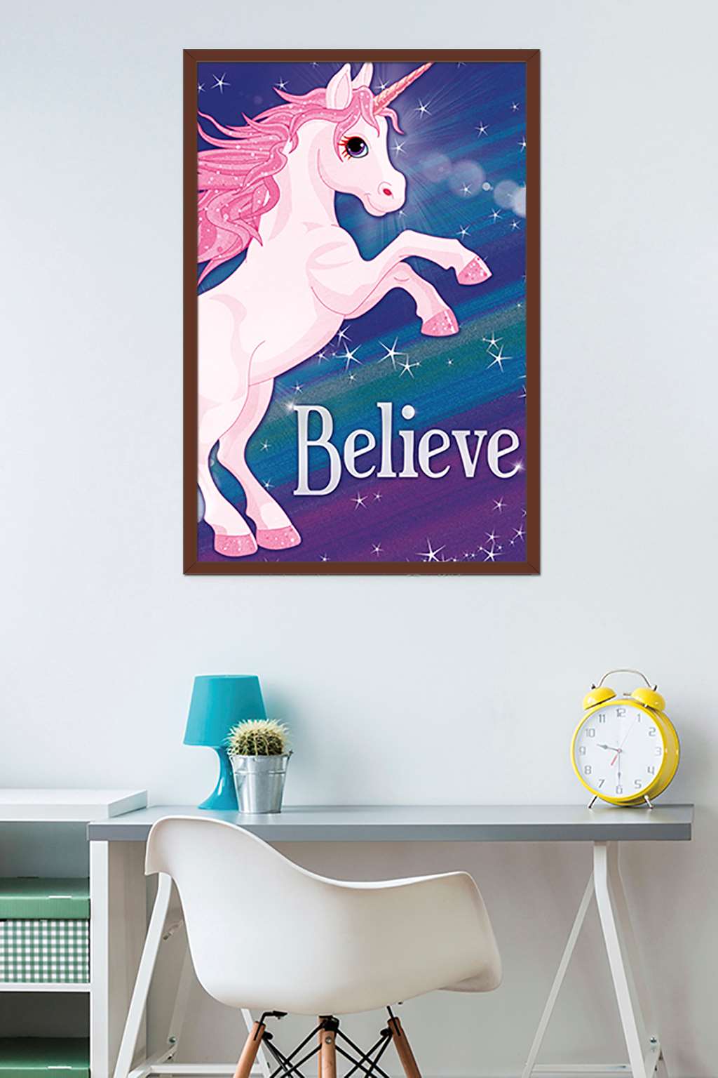 Rainbow Unicorn Wall Poster, 22.375" x 34", Framed