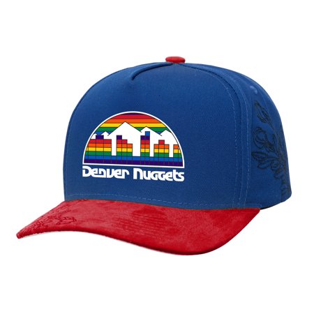 Men s-Mitchell & Ness Blue/Red Denver Nuggets May Flowers Adjustable Hat