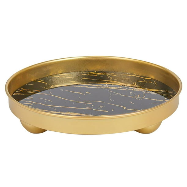 Wosthever Estilo nórdico Luz de lujo Arte del hierro Bandeja de metal veteado simple Cosméticos Bandeja de almacenamiento de joyas Bandeja de bocadillos Mostrada No.2 Wosthever HA027327-02