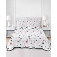 thumbnail image 3 of Independence Five-pointed Star Shining Twin XL Size Down Alternative Comforter,Lightweight Comforter Quilt Bedding Set with Pillow Shams White American Flag Day Bed Comforter Duvet Insert 68"x98", 3 of 7