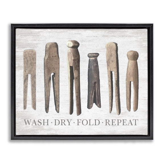 Stupell Industries Rustic Lodge Rustic Laundry Phrase Black Floating Frame Canvas Art, 21 x 17, by Lettered and Lined