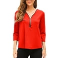 thumbnail image 1 of Fashnice Ladies Tee Long Sleeve T-shirt Solid Color T Shirt Comfy Dailywear Pullover Orange XL, 1 of 5
