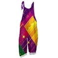 thumbnail image 3 of Fgvctg Mardi Gras Women's Overalls Wide Leg Pant Dressy Overalls Mask Graphic Sleeveless Carnival Party Spaghetti Straps Jumpsuit Rompers Bib Overalls Loose Sprimg Pants With Pockets Purple Pink L, 3 of 3