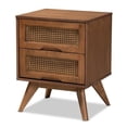 thumbnail image 1 of Baxton Studio Brown Finished Wood and Synthetic Rattan 2-Drawer Nightstand, 1 of 11