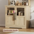 thumbnail image 6 of Huisuilinss Microwave Stand Bakers Rack With Cabinet,Wood Bakers Rack Cabinet With Power Outlet,2 Glass Doors,Thickened Counter,Microwave Oven Stand,Kitchen Utility Storage Shelf, 6 of 7
