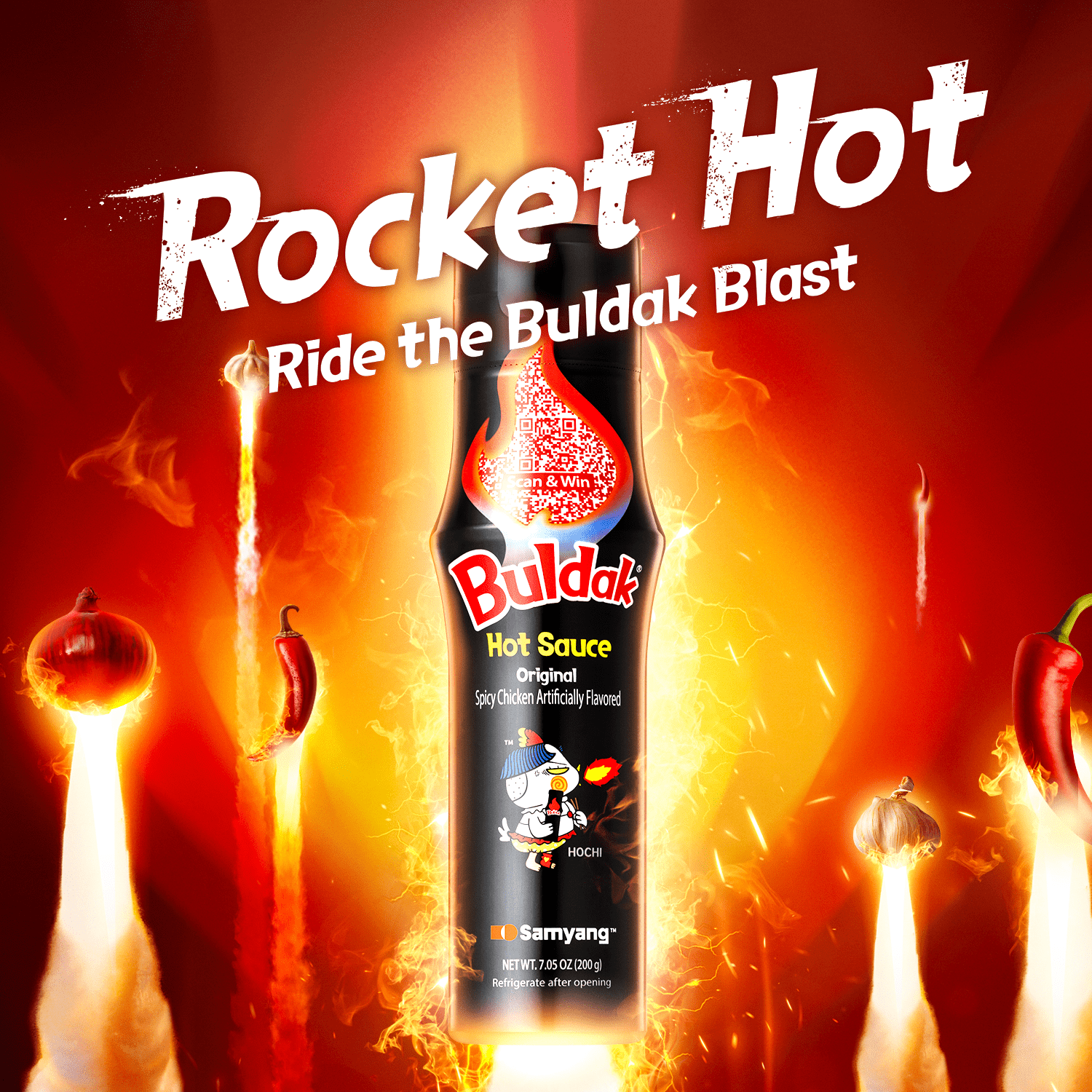 Samyang Buldak Spicy Chicken Hot Sauce, Lactose-Free, Soy/Soybean-Free, Tree Nut-Free - 200ml