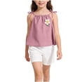 thumbnail image 3 of Asxite Girls 0-8 Years Solid Floral Sleeveless Tank Tops with Elastic Waist Pants 2 Piece Set Pink 3-4 Years, 3 of 5