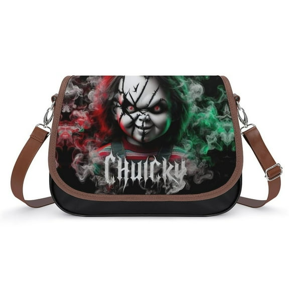 Chucky Leather Shoulder Handbag Slouchy Tote Bag Flapover Crossbody Messenger Bag for Women Men