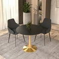 thumbnail image 2 of LeisureMod Round Dining Table Modern 35" MDF Wood Tabletop with Gold Steel Pedestal Base for Kitchen and Living Room Bristol Series in Black, 2 of 10