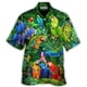 thumbnail image 3 of Camisetas hawaianas con estampado de loros en la playa para hombre, ropa de moda, camisetas de vacaciones de manga corta con estampado 3D de animales de cocoteros hawaianos, 3 of 4