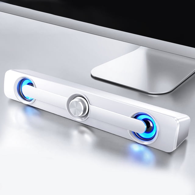 Computer Laptop Speaker, Small Professional Speaker With 2 Speakers + 2 Bass Vibration, 3.5mm Universal Jack, Volume Control Knob, Portable And Easy To Use
