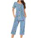 thumbnail image 1 of Pantalones de Mujer Casual Recortado Botón Suelto Ajuste Impreso con Manga Larga Superior, Diseño de Cuello de Jardín para el Uso Diario de Primavera, 1 of 5