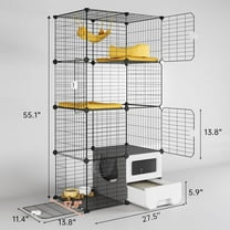 Indoor cat cage with cat litter box, 3-layer DIY cat fence, detachable metal wire dog house, large sports area suitable for 1-2 kittens