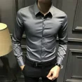 thumbnail image 4 of Ropa Sencilla Hombre de Negocios Tops Camisas Formales y Blusas para Hombres Músculo Social Xxl Seda Marca Barata Estilo Coreano Original SI, 4 of 5