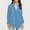 Blue, variant on Hrsba Womens Casual Long Sleeve Sweatshirt Solid Color Collared Top with Pockets Half Button Front No Hood Sweatshirt for Winter