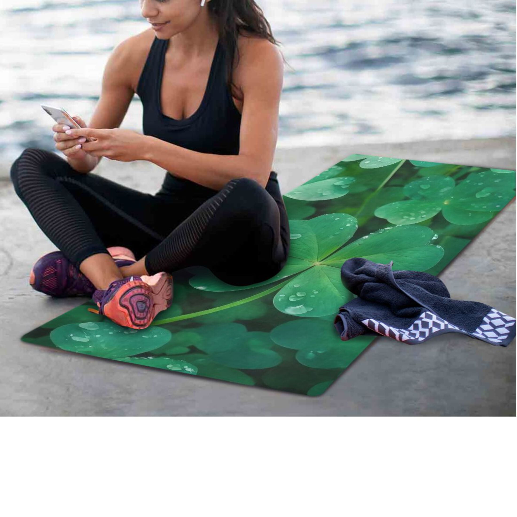 BZSMCE Yoga Mat Women Fitness Mat Lucky Clover Pattern