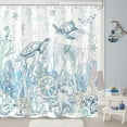 thumbnail image 4 of Nautical Coastal Sea Turtle Shower Curtain Ocean BeachShower Curtains for Bathroom Anchor Jellyfish Seahorse Starfish Seashell Bath Curtain Decor (72'''' × 72''''), 4 of 6