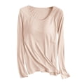 thumbnail image 4 of Sakmal Long Sleeve Pajama Tops Women Plus Size Cotton Pullover Sleepwear Crew Neck Beige Sleepwear for Women 3XL, 4 of 5