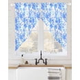 thumbnail image 2 of Blue Flowers Swag Valances for Windows, Watercolor Summer Botanical Floral Rod Pocket Sheer Valances for Large Windows, Swag Toppers Light Filtering for Kitchen Living Room 2 Panels 36''x63'', 2 of 5