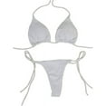thumbnail image 1 of EIMELI Maillots de Bain Femmes Micro Bikini Ensemble Cravate Côté G-String String Maillot de Bain de Plage, 1 of 2