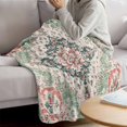 thumbnail image 3 of Green Pink Boho Floral Blanket Soft Cozy Warm Throw Blanket for Couch, Plush Fuzzy Flannel Fleece Blankets for Sofa, Southwestern Ethnic Flowers Retro Bed Blankets Lightweight Gifts for Men, 50"x80", 3 of 9