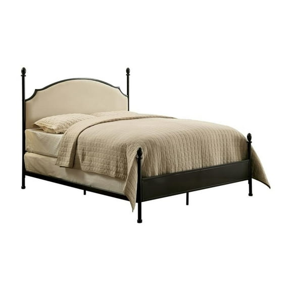 Bowery Hill Transitional Metal King Poster Panel Bed in Silver