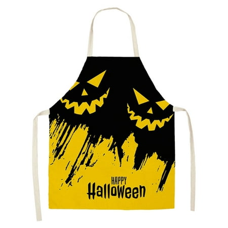 

MIARHB Halloween Cooking Apron Halloween Party Decorations Apron Scary Monster Face Bats Baking BBQ Apron